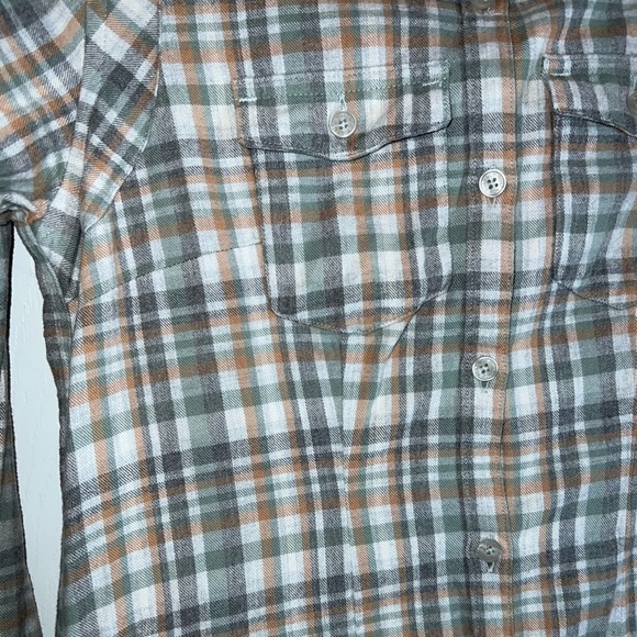 TOAD&CO Flannel Button Down Shirt Tunic Gray Plaid Pockets Long Sleeve - Picture 5 of 9